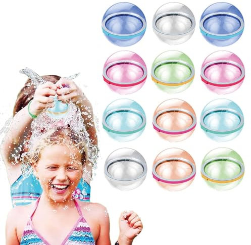 AquaSplash® Wiederverwendbare Wasserballons | 12er-Set wiederbefüllbare Wasserbomben aus Silikon | Umweltfreundlich | Ungewöhnliches Outdoor-Wasserspiel und 100% Spaß | OriginalCorner®