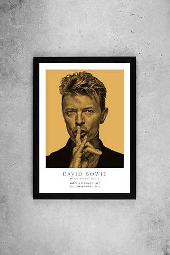 David Bowie Tribute, gerahmt, A4, Pop-Wandkunstdruck, Repro signiert, Rahmen 32 x 24 cm