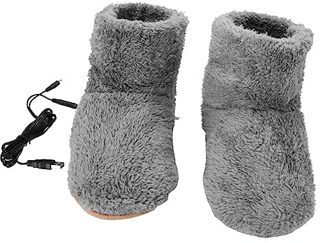 3 Pairs Usb Electric Heated Plush Warm Shoes, Foot Warmers for Men and Women, Winter Heating Slippers, Safe and Comfortable, Ideal for Home and Office Use, Grey
