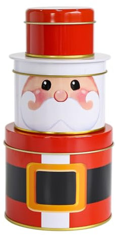 XYWOQS Keksdose Weihnachten, Metall Keksdose 3er Set, Weihnachten Blechdose mit Deckel, Dreidimensional Weihnachtliche Vorratsdose Weihnachten Dekorative für Kekse, Süßigkeiten und Geschenk