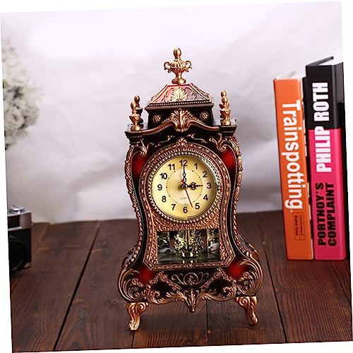 ULDIGI Tischuhr Vintage Aus Kunststoff Dekorative Uhr Archaisch Für Wohnzimmer Schlafzimmer Musikalische Zeitglocke Ohne Batterie Moderne Tischuhren Für Zuhause