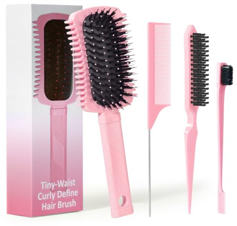 Curl Defining Brush Pink, Volume Curly Hair Brush for Effortlessly Detangling Shaping and Styling Women's Curls, Waves & Coils, Curly Hair Products, Reduce Frizz