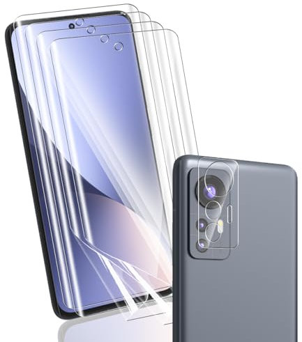 Yonntmmi 4+1 Piezas Protector de Pantalla para Xiaomi 12, Película protectora TPU flexible film y Protector de Lente de Cámara, HD TPU Protector de Pantalla de para Xiaomi 12 Non-Cristal