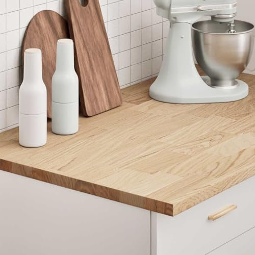 Genérico Encimera de Cocina Rectangular Madera Maciza Roble Mobiliario,Accesorios para mesas,Tableros para mesas Marrón 13,1 kg