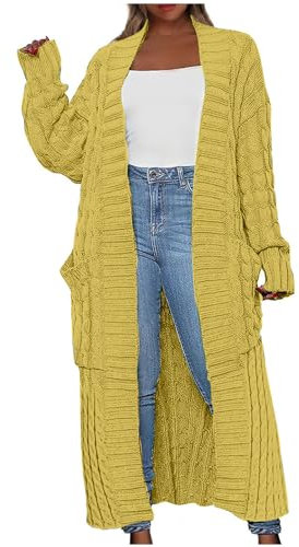 Liquidazione delle vendite Maxi cardigan da donna lavorato a maglia con cappuccio cappotto a maniche lunghe aperto sul davanti maglioni grossi fluenti drappeggiati spolverino maglione morbido oversize