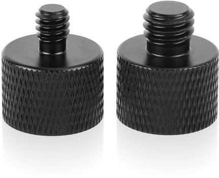 2pcs Mic Stand Adapter, Black Aluminium Alloy Camera Stand Adapter 5/8 to 1/4 Adapter and 5/8 to 3/8 Adapter Mic Screw Adapter Mic Thread Adapter Accessories for Tripods Microphones Cameras Stands