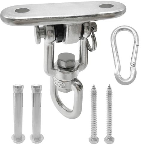 Xpieoyrm Ganchos de Techo 304 Acero Inoxidable, Gancho de Techo Resistente Giratorio de 360°,Resistentes Anclajes para Columpios,Anclaje Pared con fijación de Tornillo para Silla Colgante,Yoga,Hamaca