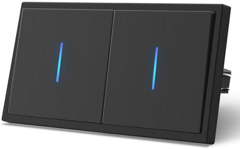 MVAVA Lichtschalter 1 Fach 1 Weg, Lichtschalter Unterputz mit Federanschlüsse, Vertikal Montierbar Seidig-Matte Wandschalter mit LED Kontrollleuchte, 80mm*150mm Schwarz, M3-Serie