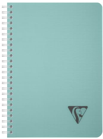 Clairefontaine 327500C Collection Linicolor ESSENCE Un Carnet à Spirale - A5 14,8x21 cm - 180 Pages Petits Carreaux - Papier Blanc 90 g - Couverture Polypro Transparent - Bleu Lagon