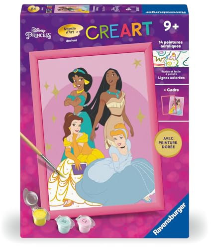 Ravensburger - CreArt Kids 18x24 cm - Numéro d'art - Disney Princess - Kit de Peinture par numéros - Dès 7 Ans - 25843