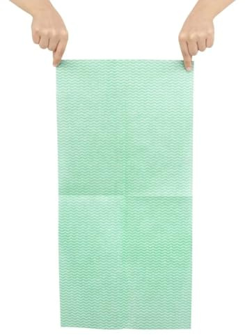Jantex Non-Woven Cleaning Cloths, Pack of 50, Green | Highly absorbent towels wipe away spills and clean surfaces quickly, ensuring hygienic commercial catering environments.