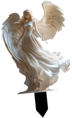 Oshhni Angel Wing Garden Stake Engel Schilder Dekoration Pflanzer 2D Engel Ornament Fairy Garden Accessoires für Innenhause im Freien im Freien