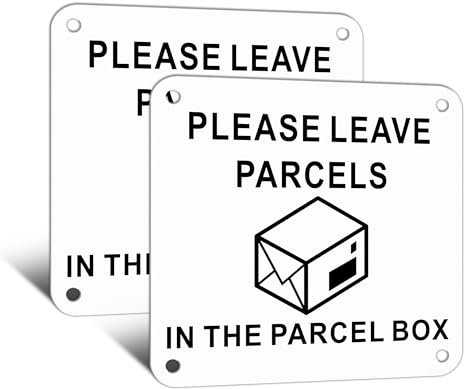 TAKULA 10 * 10CM Parcel Box Sticker,Please Use Parcel Box Sign,Self-adhesive Metal Parcel Box Sticker,Information Sign For mailboxes or Any Drop off Location|2 Pieces