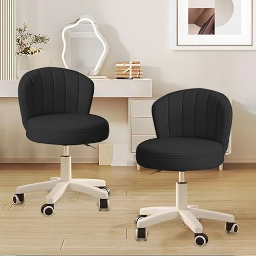 HDHNBA Niedlicher Stuhl ohne Armlehnen, Frisierstuhl mit Rollen, Kleiner Schreibtischstuhl, Verstellbarer Drehstuhl mit Rollen für das Homeoffice, Schlafzimmer