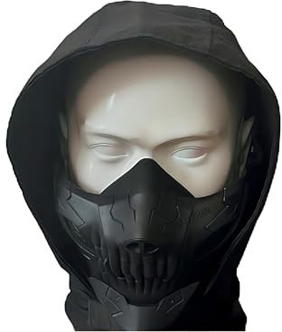 Airsoft Paintball Schädel MaskeTaktische Balaclava Halbmaske Maske Für Outdoor Sport CS Airsoft Paintball Skifahren Schutz Cyberpunk Maske (Schwarz)
