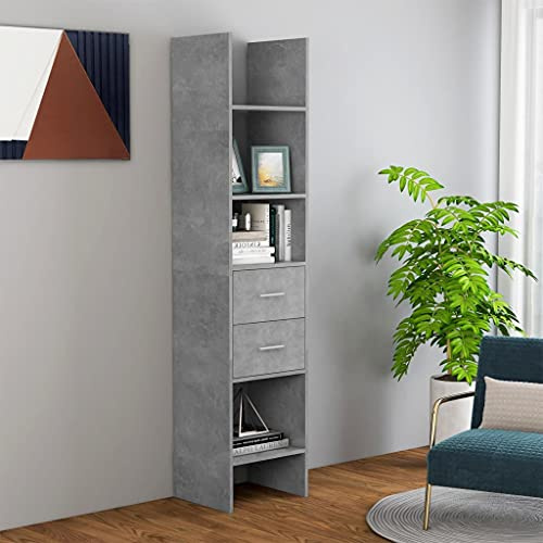 HYUFEIAO Tree Bookshelf with Drawers, 6-Tier Industrial Ladder Bookcase, 180x40cm Freestanding Display Shelves Storage for Books/Toys/Plant Pots (Rustic Grey)