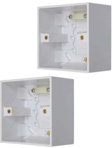 47mm Back Box 1 Gang Deep Surface Pattress Backbox with Earth Terminal and Cord Grip for Shaver Socket, Shower Pull Switch, Cooker Switch (2)
