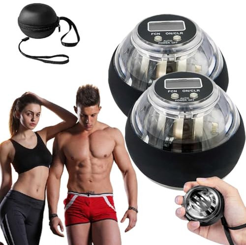 WEIWOGU Curaball Handtrainer, Curaball Handbälle – Verstellbarer Unterarmtrainer, Gyroskopischer Handgelenk-Trainingsball mit LED-Beleuchtung und automatischem Start (B)