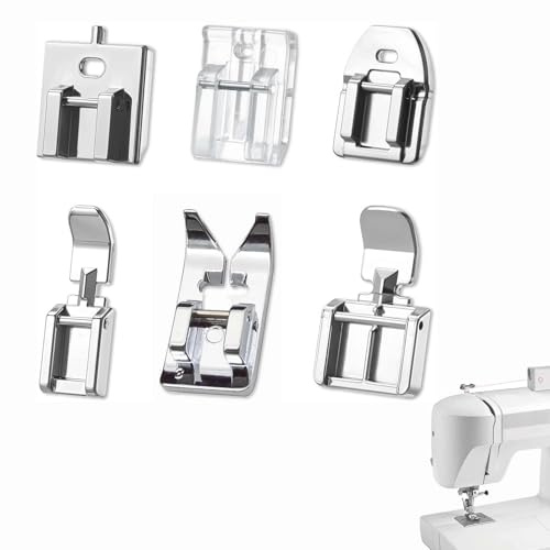 EULAPGOE Set 6 Piedini Premistoffa per Macchina da Cucire Compatibili Universali per Cucito Domestico, Accessori Cucito in Acciaio e Plastica di Alta qualità, Facilità Installazione e Utilizzo, Ideal