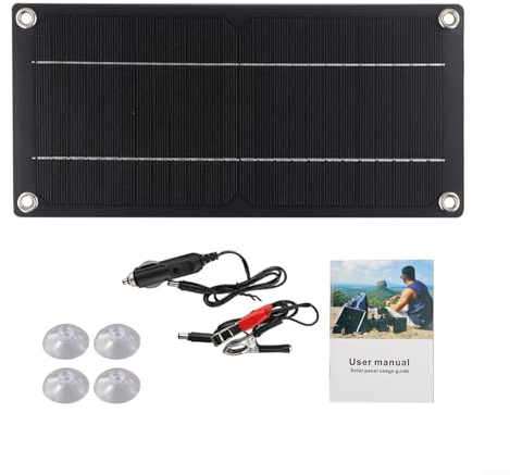 FACULX 60 W Solarmodul-Set, 12 V Erhaltungsbatterieladegerät für Auto, Van, Wohnwagen, Boot, Autobatterie-Wartung, IP65 wasserdicht, 24 % Umwandlungsrate