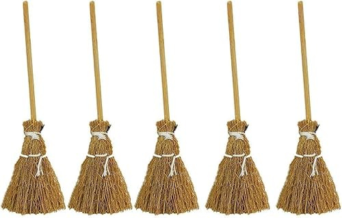 5Pcs Witch Broomstick Set, Miniature Broom Props, Fairy Decoration, Cinnamon Broom, Sweeping Tools, Angle Brooms