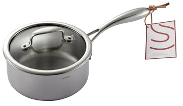 SANFELA Pentola in Acciaio Inox a 5 Strati con Coperchio, 16 cm, 1.4 L