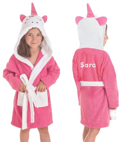 Accappatoio per bambini personalizzato con nome - 100% cotone con cappuccio - vestaglia da bagno per bambini e ragazze, regalo originale per compleanno, piscina e spiaggia. REGALI TPMAS