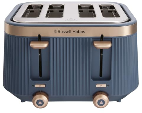 Russell Hobbs Toaster 4 Slice, Brontë Navy Stylish Matte & Champagne Design