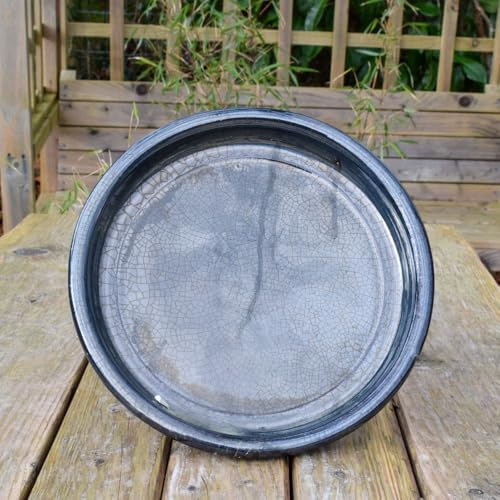 Bedwen Frost Proof Ceramic Saucers for Garden Planters Pots (Black, Large)