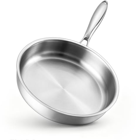 HaWare Frying Pan, Uncoated Induction Skillet Egg Pan for Cooking, 30cm | Tir-Ply Stainless Steel, Healthy, Compatibility for All Stovetops, Ergonomic Stay-Cool Handle, Dishwasher/Oven Safe