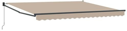 hliofuir Gelenkarmmarkise 400x300 cm Beige - Ausziehbare Markise mit Handkurbel 165 cm für Terrasse und Garten - Manueller Schattenspender aus Polyester und Aluminium Wandmontage