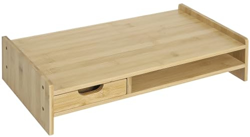 HOMCOM Monitorstativ med låda för PC Notebook 49 x 25,5 x 11,5 cm natur