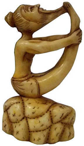 Purpledip Resin Statue Yoga Guru in Navasana Posture: Stone Finish Décor Gift (11787)