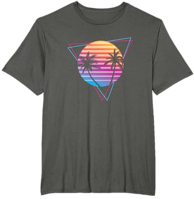 Palm Sunset 80er Jahre Vibe Retrowave Synthwave Ästhetik T-Shirt
