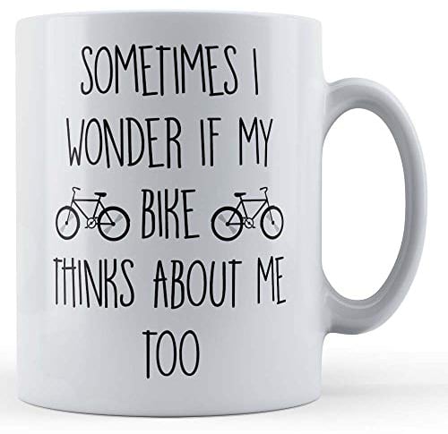 Father Fox - Cycling, Bike, Cyclist, Sometimes I Wonder If My Bike Thinks About Me Too - Gift Mug, Ceramic, 11fl.oz.