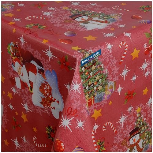TEXMAXX® Wachstuchtischdecke Weihnachten versch. Größen - 240 x 140 cm/abwaschbare Tischdecke/Wachstischdecke/Weihnachts Wachstuch Tischdecke in Rot