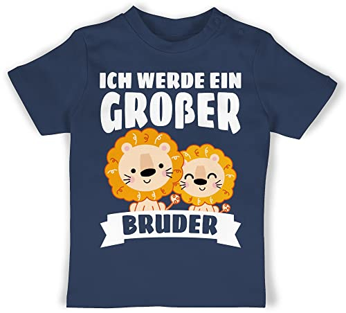 Baby T-Shirt Mädchen Jungen - Ich werde EIN großer Bruder - Löwe - 12/18 Monate - Navy Blau - Big Brother Shirt große brüder Geburt Tshirt Outfit Bruder geburts t-Shirts