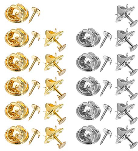 Verschlussstifte,100 Stück Sicherungsstift Anstecknadeln zum Basteln zur Befestigung von Verschlüssen Displaybüchern Namensschildern Haken Kunsthandwerk DIY kein Werkzeug Erforderlich Silber+Gold