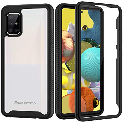 seacosmo Coque Samsung A51 5G, Coque Galaxy A51 Antichoc avec Protège-écran Housse Full Body Protection Etui Transparent Integrale Bumper Simple Portable Case Coque pour Samsung Galaxy A51 5G -Noir
