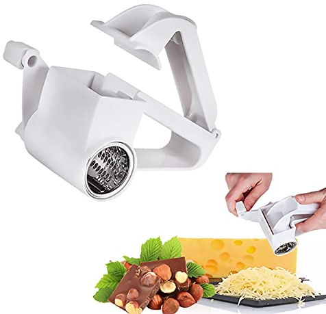 Grattugia rotante per formaggi, mini macinino per formaggio in acciaio inox, funzionamento a mano, strumento da cucina per grattugiare formaggi, formaggi, burro, ecc.