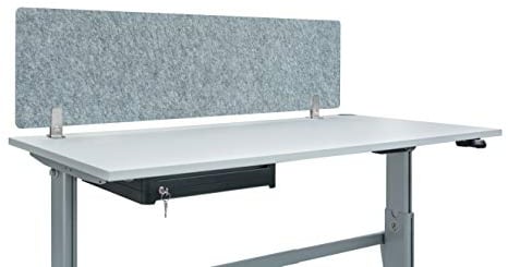 Acoustic Screen Vlies Large inkl. Füße | Schreibtisch-Sichtschutz B150 x H40 x T0,8cm |Trennwand schirmt optisch, akustisch u. hygienisch ab | Hygieneschutz aus blickdichtem Akustik-Vlies grau