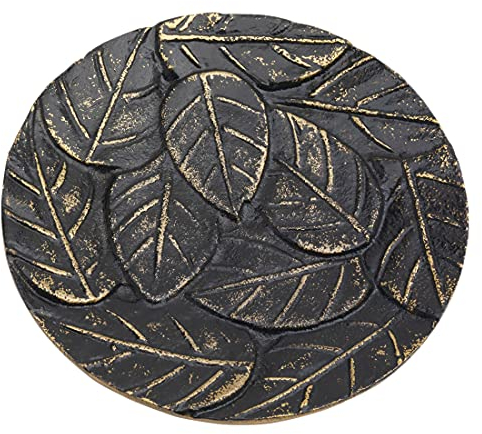 NKlaus Assiette à Bougie Aluminium Noir - Or Ø 12cm Soucoupe Porte-Bougie Soucoupe 10358