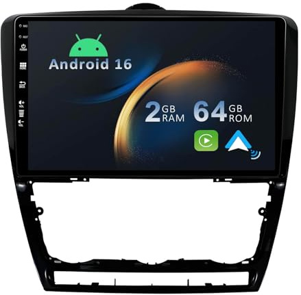 YUNTX [2GB+32GB] Android 12 Autoradio con navi para Skoda Octavia II 2 1Z 2004-2013-[Incorporado CarPlay/Android Auto/GPS]-IPS 2.5D 10.1 Pulgada Pantalla-Dab/Bluetooth 5.0/Control del Volante