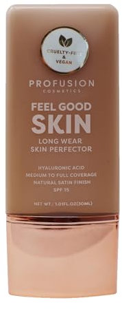 Profusion Cosmetics Leichte flüssige Foundation für eine makellose und elegante Ausstrahlung, atmungsaktives Make-up zur Verbesserung des ungleichmäßigen Hauttons, tierversuchsfrei - Deep 1