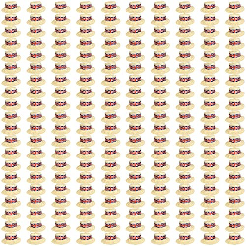 I LOVE FANCY DRESS Union Jack Boater Hats - Pack of 250 - Straw Boater Hats with Union Jack Flag Band - Bulk Sporting Events Breathable Boat Hats