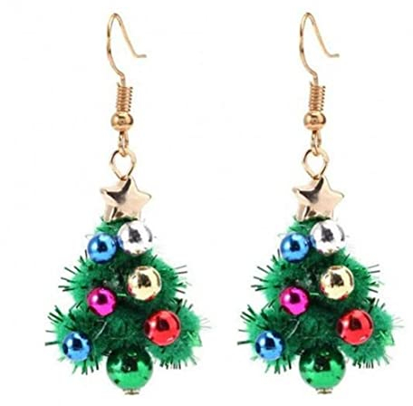 TOSSPER 2 Stücke Weihnachten Themen Ohrringe Kranz Weihnachtsbaum Ohr Anhänger Für Frauen Grün