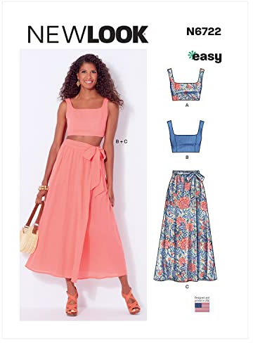 New Look UN6722A Damen BH Tops und Wickelrock A (34-36-38-40-42-44-44) Sizes 6-8-10-12-14-16-18 mehrfarbig