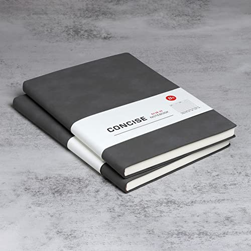Notizbuch B5 liniertes Leder 2er Pack Hardcover Notizbücher mit Hochwertigem Dickem 100 gsm, Journal Notizbücher Klassisches Notizblock für Schreiben, Büro, Schule, Geschäft 17,5 * 25,2 cm, Grau