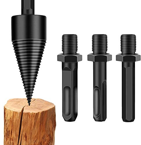 Fly Holzspalter Schraube Kegel - Spaltholzkegel Holzspalterbohrer mit 3 Bohrgriffe | Brennholzspalter Bohrer für elektrische Bohrmaschine | Bohrkegel Holzspalter