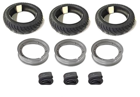 3x Sommer Reifen 100/90-10 Kompletträder Grau Satz passend für Piaggio Ape 50 TM – Reifen, Felgen & Schlauch